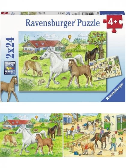 Ravensburger Pussel 2 x 24 bitar - Hästar i stallet