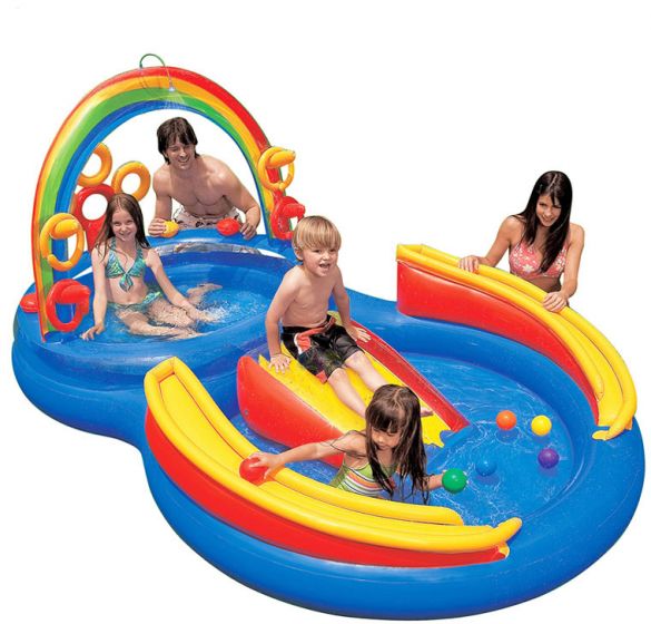Intex Rainbow Ring Pool aktivitetscenter - bassin med spil og bruser - 380 liter