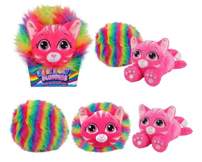 Rainbow Fluffies kosebamse som kan pakkes sammen
