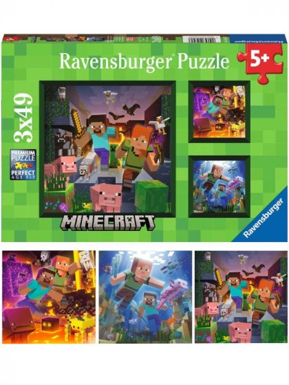 Ravensburger Minecraft puslespil 3x49 brikker