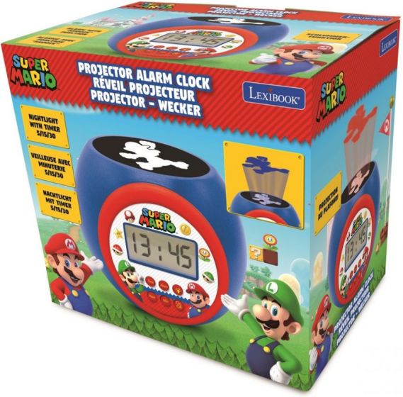 Lexibook Super Mario vekkerklokke med lysprojektor - projektor slår seg av etter 5, 15 eller 30 minutter