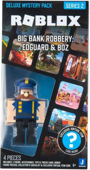 Roblox Deluxe Mystery Pack - Big Bank Robbery: Edguard & Boz - figur med tilbehør og virtuell gjenstand