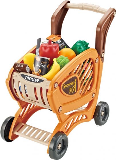 Kundvagn med leksaksmat och tillbehör - 42 delar