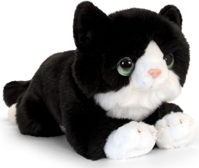 Keel Toys Signature svart og hvit kattepusbamse - 32 cm