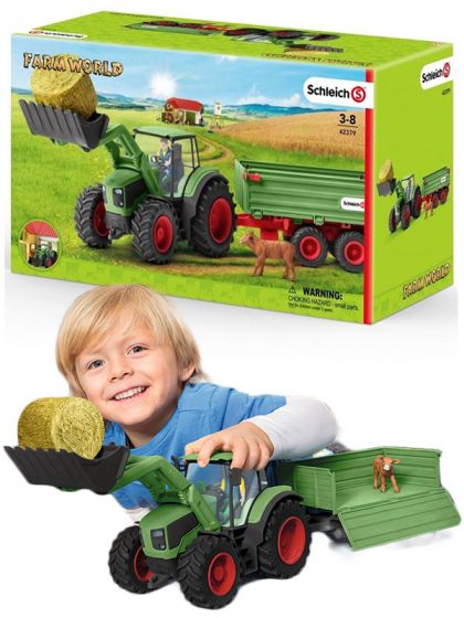 Schleich traktor med trailer, figur og tilbehør 