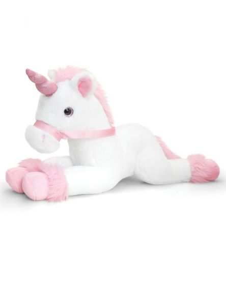 Keel Toys enhörning gosedjur 70 cm - vit och rosa