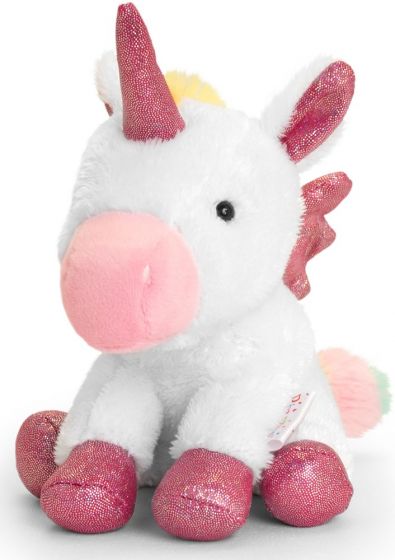 Keel Toys Pippins vit enhörning med vingar - gosedjur 14 cm