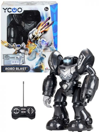Silverlit Robo Blast RC Robot med projektiler - programmering i 20 steg - svart 34 cm
