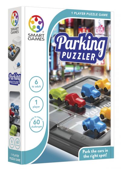 SmartGames Parking Puzzler logikspel med bilar att parkera - 5 nivåer - pusselutmaning från 6 år