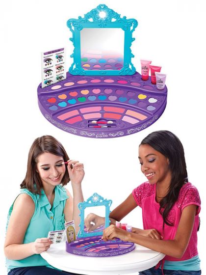 Shimmer 'n Sparkle sminkpaket med spegel - 40 olika färger för läppar, ögon och kinder