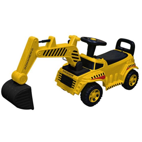 Gåbil gravemaskin med gravearm - gul og svart