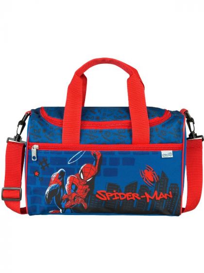 SpiderMan sportstaske med justerbar skulderstrop - blå og rød - 35 cm