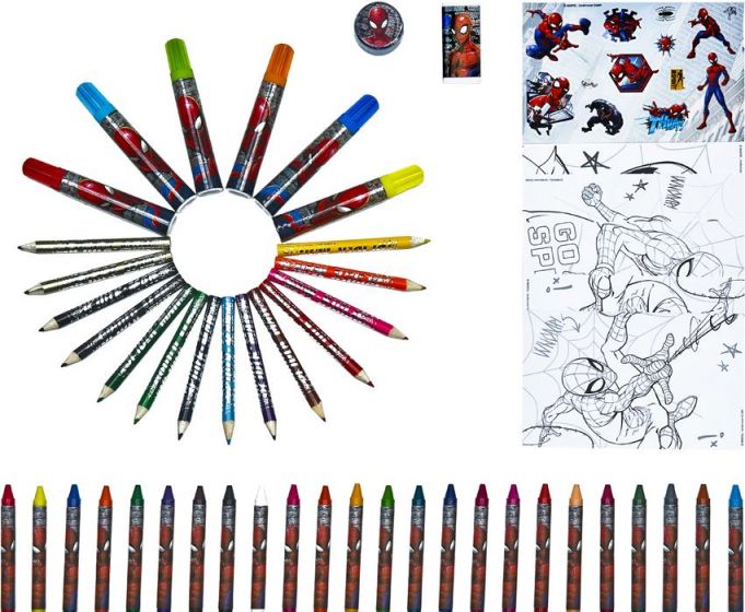 SpiderMan målarlåda med tuschpennor, kritor, klistermärken och mer - 51 delar