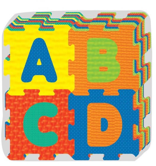 Puslespil legetæppe med tal og bogstaver - skumgummi - 16x16 cm