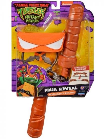 Teenage Mutant Ninja Turtles Mayhem Michelangelo kostume - orange maske og nunchaku-stave