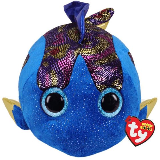 Ty Beanie Boos Aqua gosedjur regular - blå fisk med skimrande detaljer 15 cm