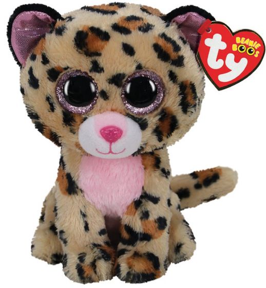 Ty Beanie Boos Livvie gosedjur regular- brun och rosa leopard 15 cm