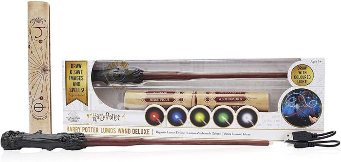 Harry Potter deluxe Lumos Wand - Harry Potters tryllestav med lys i flere farger - 35 cm