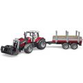 Bruder Massey Ferguson 7480 Traktor med frontlæsser og trailer - 02046