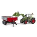 Bruder Fendt Vario 211 traktor med frontlastare och släp - 02182