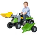 Rolly Toys rollyKid: Grøn traktor med frontlæsser og anhænger