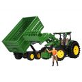 Bruder John Deere7R 350 frontloader traktor og anhænger med tipfunktion - 03155