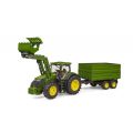 Bruder John Deere7R 350 frontloader traktor og henger med tippfunksjon - 03155