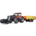 Bruder Case 300 CVX Traktor med rundballehenger og 8 rundballer - 03198