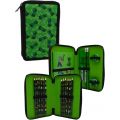 Minecraft dobbelt penalhus med indhold - grøn med Creepers