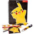 Pokemon skrivset med flerfärgspenna, A5 anteckningsblock, klistermärken och mer - med motiv av Pikachu 