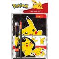 Pokemon skrivesett med flerfarget penn, A5 notatblokk, klistremerker og mer - med Pikachu-motiv