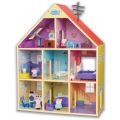 Peppa Gris stort dukkehus i tre med møbler og figurer - 65 cm