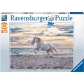 Ravensburger puslespill 500 brikker - galopperende hest på stranden