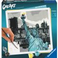 CreArt New York City malesett med forhåndstrykt lerret og akrylmaling