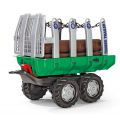 Rolly Toys rollyTimber: Timmersläp med tippfunktion - släpvagn med timmerstockar till tramptraktor