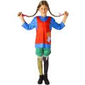 Pippi Langstrømpe kostyme 4-6 år - genser, shorts, sokker og parykk