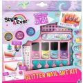 Style 4 Ever Glitter Nail Art Nagelpaket med nagellack, klistermärken och glitter