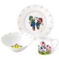 Nintendo Super Mario servise - frokostsett i keramikk - tallerken, kopp og skål