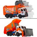 Dickie Toys oransje søppelbil med søppeldunk - med lys og lyd
