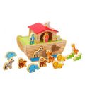 EduFun Noahs ark leksaksbåt i trä med figurer och djur - 17 delar