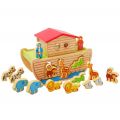 EduFun Noahs ark leksaksbåt i trä med figurer och djur - 17 delar