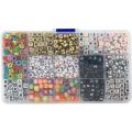 Grafix ABC perler i oppbevaringsboks - 15 forskjellige typer smykkeperler