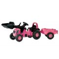 Rolly Toys tramptraktor med släpvagn - rosa