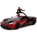 SpiderMan Miles Morales 2017 Ford GT leksaksbil och figur i metall - 17 cm 
