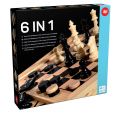 6 i 1 spill - spilleske med Sjakk, Dam, Backgammon, Domino, Mølle og Yatzy