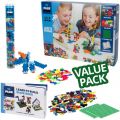 Plus Plus Basic Value Pack Lær å bygge - byggesett med 600 brikker og 2 byggeplater - inkludert Dino Tube med 24 brikker