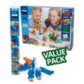 Plus Plus Basic Lär dig bygga Value Pack Learn to Build - byggsats med 600 bitar och 2 byggplattor - inklusive Dino Tube med 24 bitar