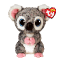 Ty Beanie Boos Karli bamse regular - grå koala med lyserøde og mørke prikker - 15 cm