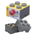 LEGO Storage Brick 4 - oppbevaringsboks med lokk - 25 x 25 cm - dark stone grey