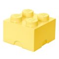 LEGO Storage Brick 4 - opbevaringsklods med låg - 25 x 25 cm - Cool Yellow - Design Collection